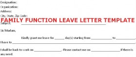 Family Function Leave Letter Template
