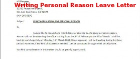 Personal Reason Leave Letter