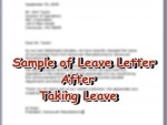 Sample of Leave Letter after Taking Leave