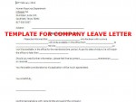 TEMPLATE FOR COMPANY LEAVE LETTER