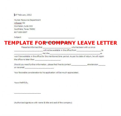 sample application for annual leave letter