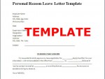 Template of Personal Reason Leave Letter