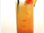 Tequila Sunrise Cocktail with sunrise effect