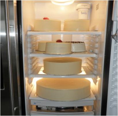 cake in refrigerator