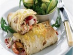 Creamy Seafood Wraps with Courgette and Cucumber Salad Recipe