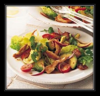 Stir Fried Chicken and Avocado Salad with Hot Balsamic Dressing Recipe