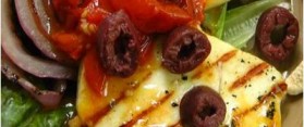 Char Grilled Halloumi with Tomato and Olive Salad Dressing Recipe