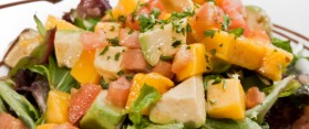 Tasty salad served in plate