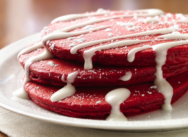 Red velvet pancakes