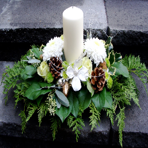 flowers with candles 