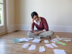 Bills and receipts on floor