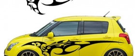 Vinyl sticker on an Auto