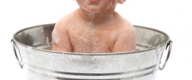 Baby taking a bath