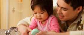 Daddy and Kid with soap