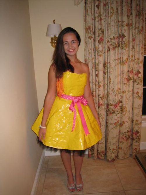 on a prom night, you can literally make a prom dress out of duct tape ...