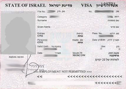 Israel Visit Visa from Paris