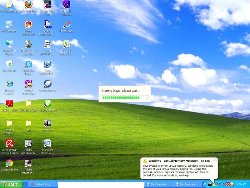 windows XP memory low warning