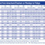 Monday to Friday timetable