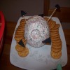 The actual Cheeseball with Crackers