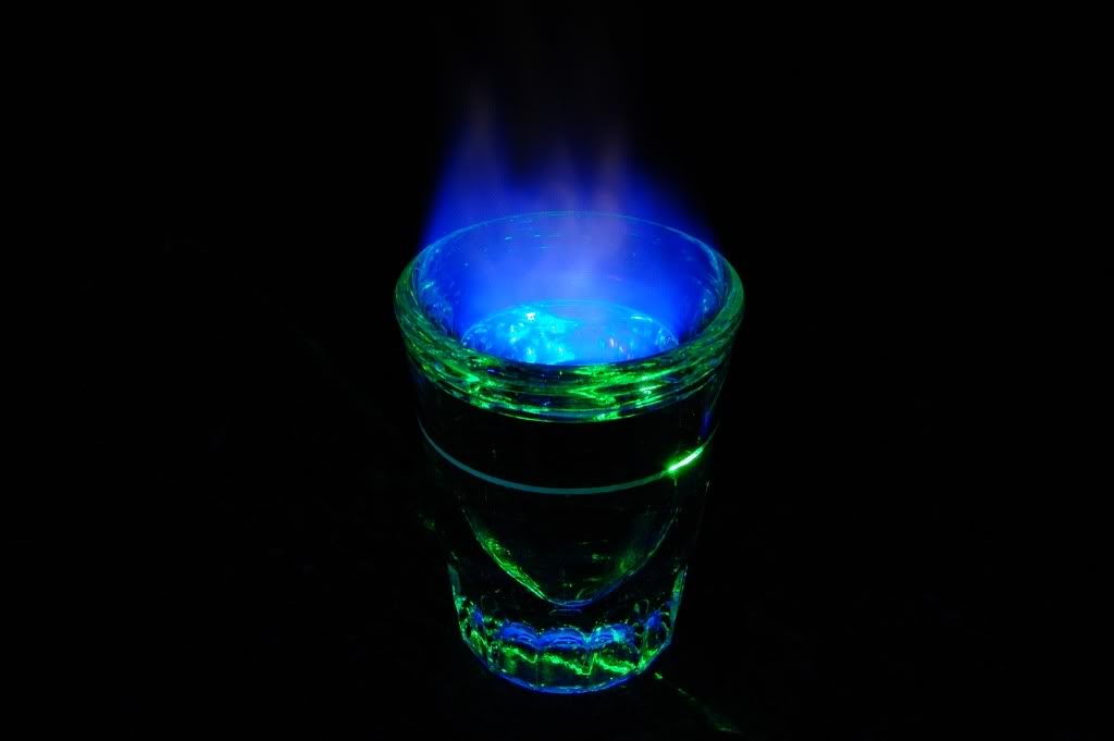 Now inhale the air created underneath your hand and then drinks the shot while hot.