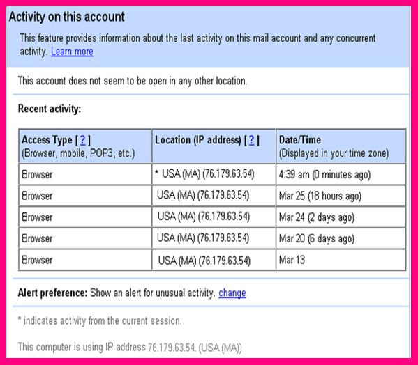 Gmail Login History