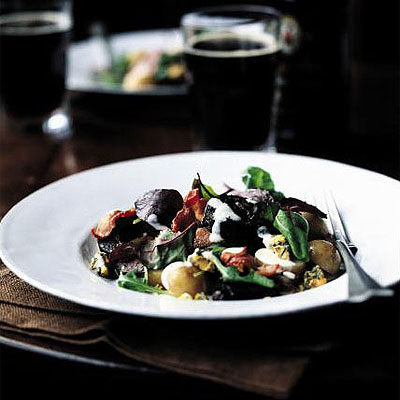 Bacon and Black Pudding Salad with Walnuts and Mozzarella Recipe