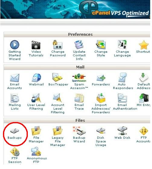 Create Partial Backup from cPanel