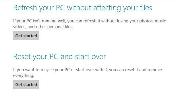 Refresh or Reset Your Windows 8 PC without the DVD