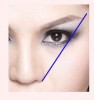 line up the ruler with the nose and outeredge of the eye