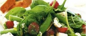 Sugarsnap Salad with Black Grapes and Feta Cheese Recipe