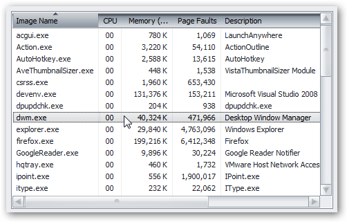 dwm.exe in windows vista