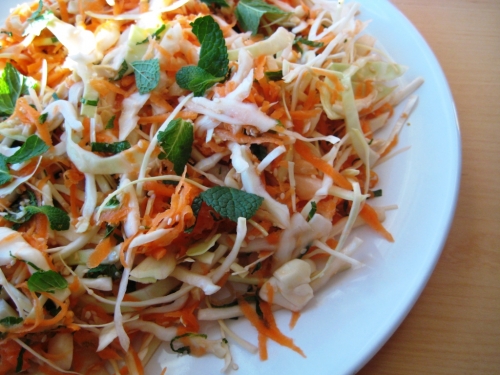 Cabbage and Carrot Salad with Spiced Yoghurt Dressing Recipe