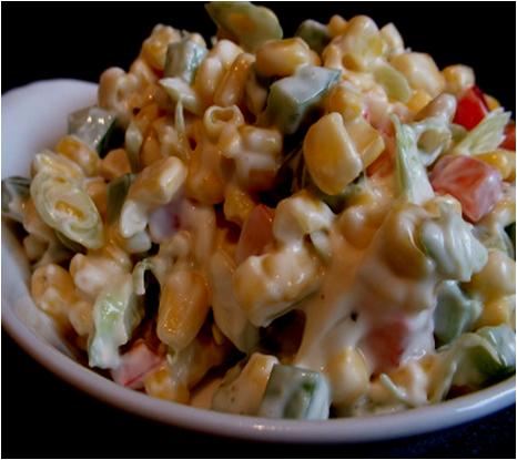 Light and Quick Sweet Corn, Spring Onion & Garlic Salad Recipe