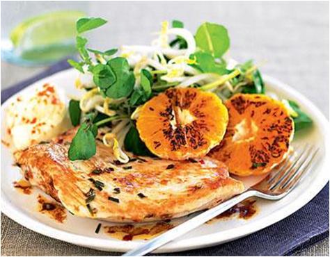 Mandarin Turkey with Bean Sprout and Watercress Salad Recipe