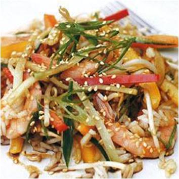 Oriental Rice Salad with Mixed Peppers and Prawns Recipe