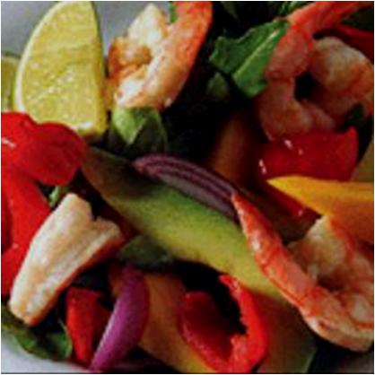 Summer Prawn Salad with Sweet Piquant Peppers, Mango and Avocado Recipe