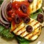 Char Grilled Halloumi with Tomato and Olive Salad Dressing Recipe
