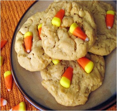 Halloween Candy Corn and Peanut Cookies