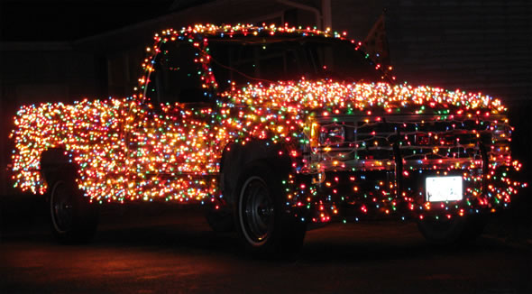 Car with Christmas Lights