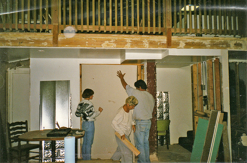 Dedee,-Milena,-and-Tommy-Installing-Drywall