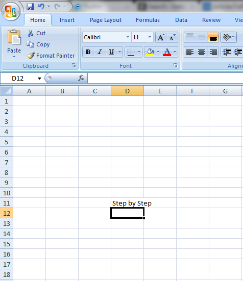 Enter data in Excel 2007