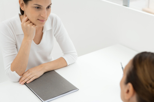 Woman conducting an interview