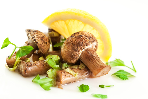 Mushrooms with lemon slice