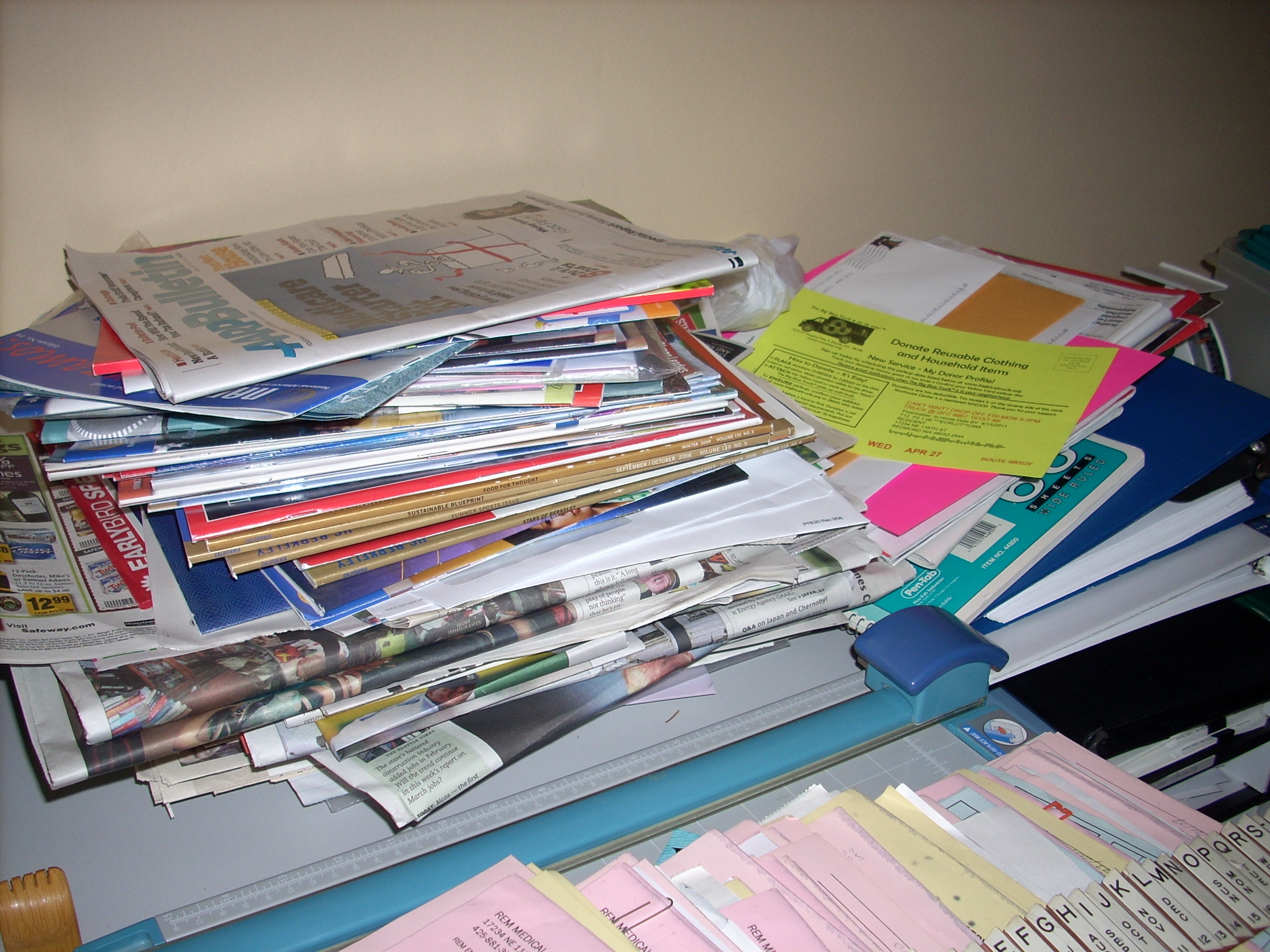 clutter on an office table