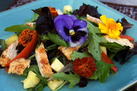 Real Edible Flowers Salad