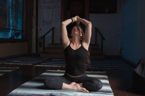 Woman practicing yoga