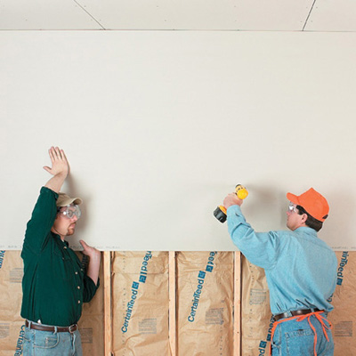 Hanging basement drywall