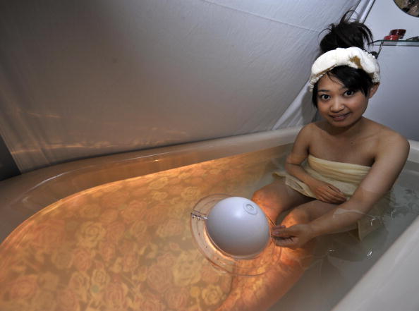 A model displays the new water-proof pro