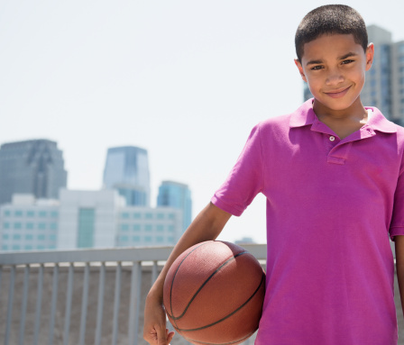 Boy holding basketball