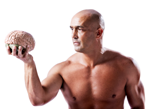 Man holding brain